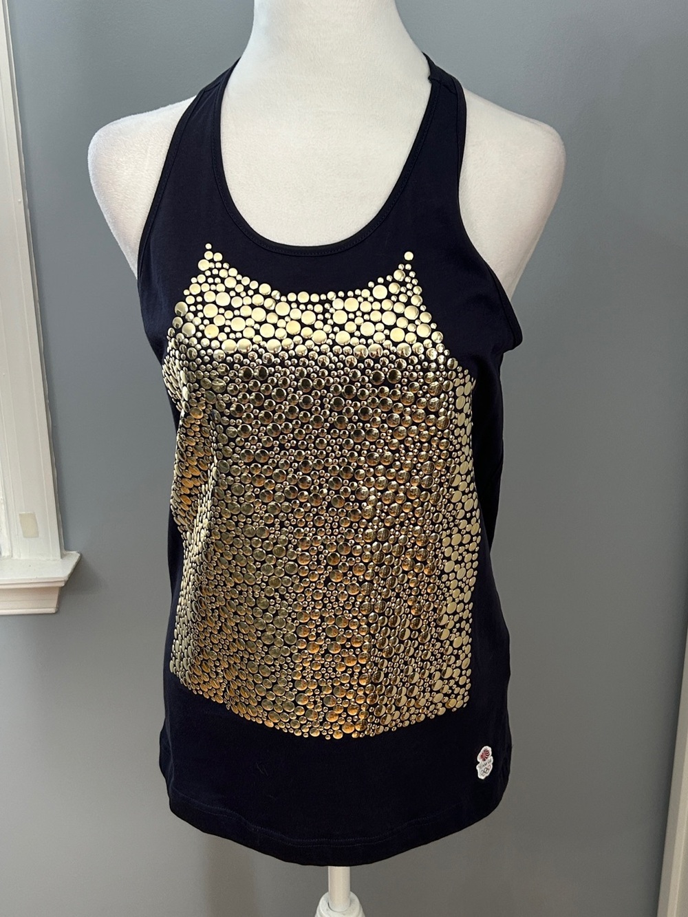 Adidas Stella McCartney Team GB Olympics Tank Top UK 14 US 10  Gold Studded